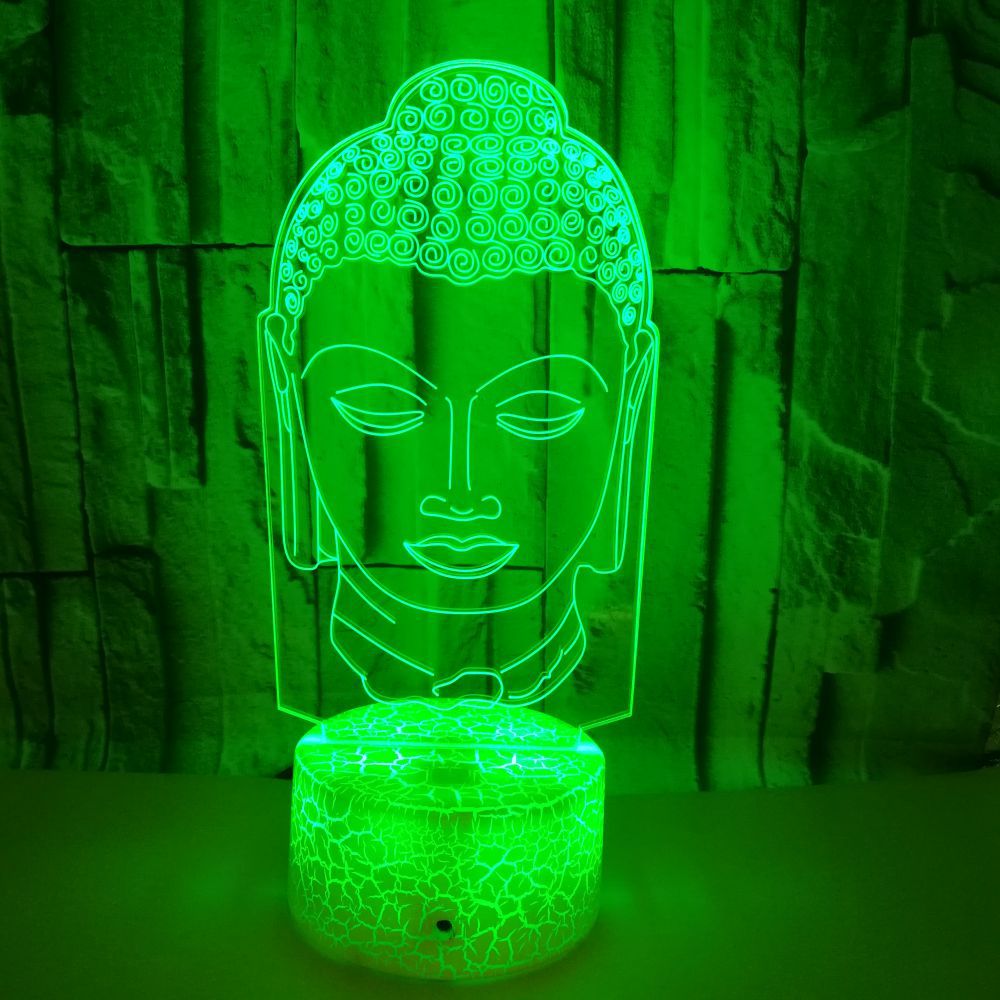부처님 7 색 변경 밤 램프 3D 분위기 밤 빛 3D 시각 환상 LED 램프 어린이 장난감 크리스마스 생일 선물